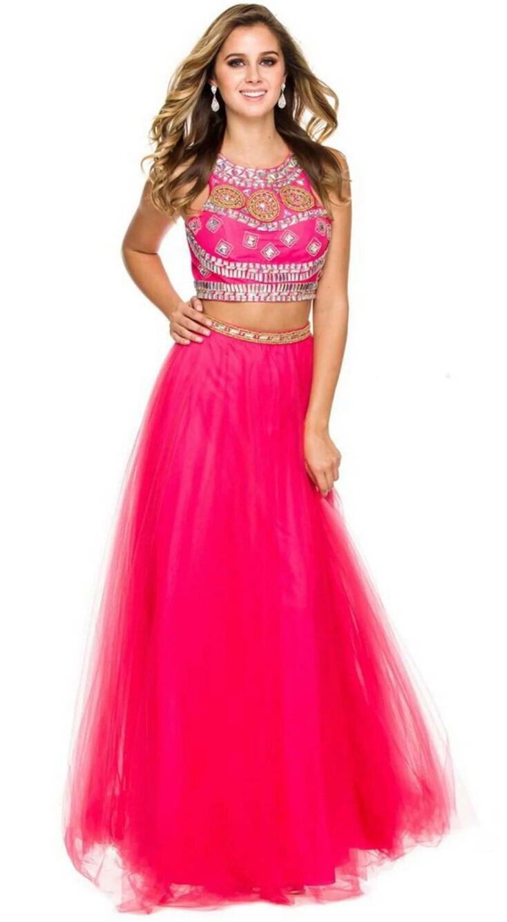 NOX Anabel Two Piece Jeweled A-line Dress in Fuschia Size M